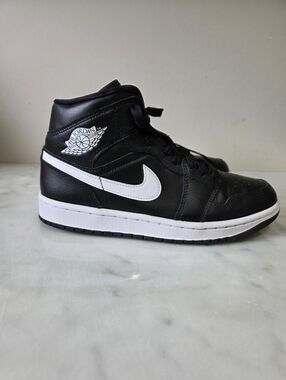Air Jordan 1 Mid Black White Sneakers- Women's Size 7